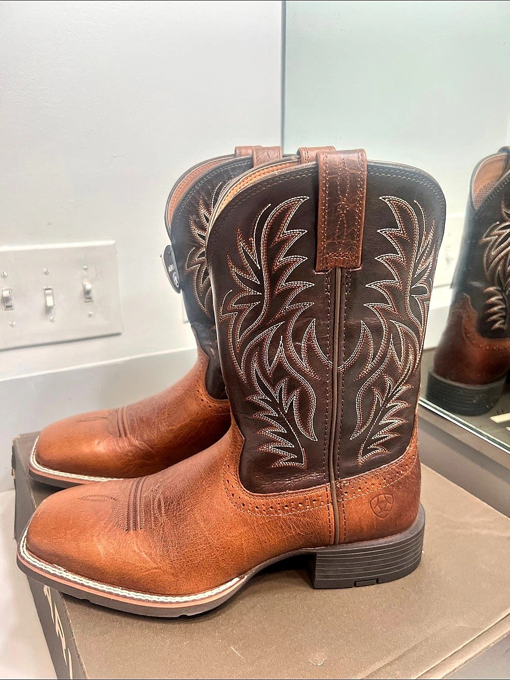 Ariat Sport Wide Square Toe Western Boot Boots Brown & Black